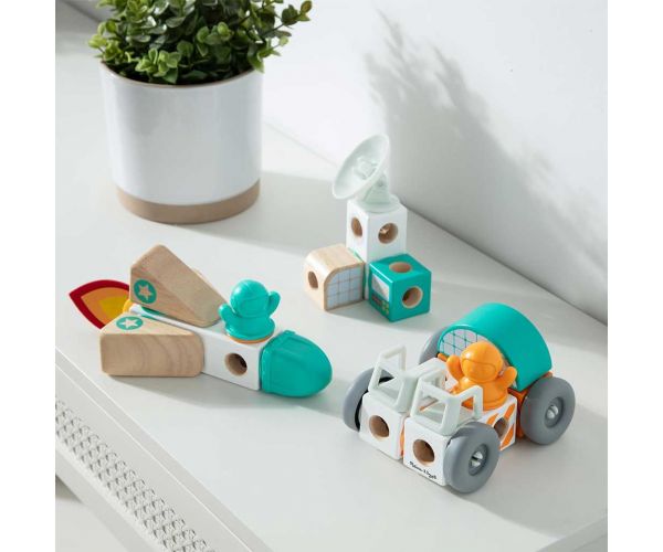 Melissa&Doug: Blockables - Set de joacă din lemn în spațiu - Spin master
