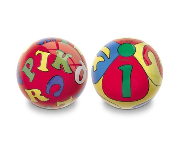 Litere şi numere minge de cauciuc 14cm - Mondo Toys