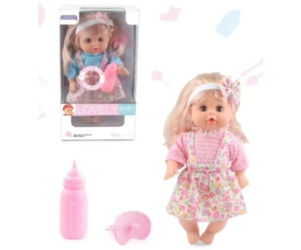 Sweet Baby păpușă cu păr blond în haine de vară, sunete și suzetă mai multe variante
