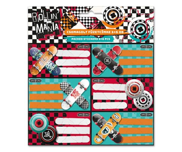 Ars Una: Rollin Mania design etichete caiet 3x6 bucăți