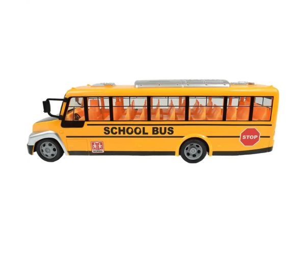 Autobuz școlar galben cu efecte de lumină și baterie telecomandă RC 27MHz 40cm