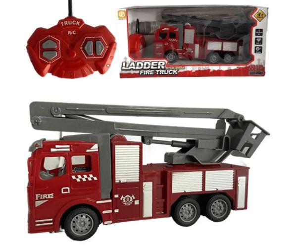 Camion de pompieri cu telecomandă RC cu coș de ridicare la scară 1/30 22cm