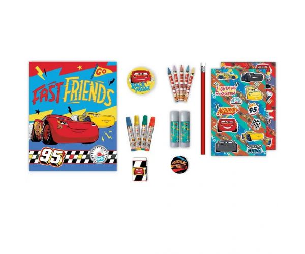 Luna: Cars 30 bucăți set de cretă cerată, marker și autocolante