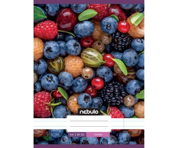 Caiet Nebulo: liniat, format A4, cu fructe pe copertă, 81-32