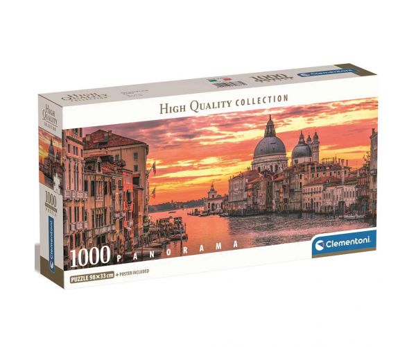 Canal Grande, Veneția puzzle panoramic HQC de 1000 de piese, 98x33cm - Clementoni