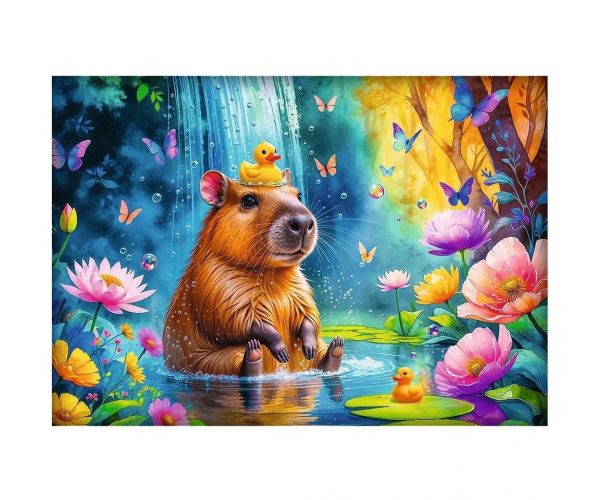 Capibară în apă, puzzle de 1000 de piese - Trefl