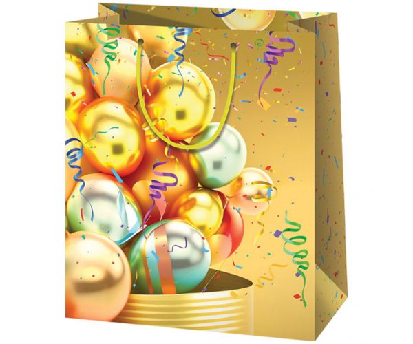 Cardex: Pungă cadou gigant cu balon galben, dimensiuni 40,6x20x3x55,8 cm