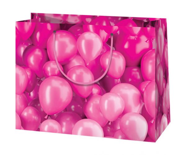 Cardex: Pungă mare de cadou cu balon roz 26x13x33cm