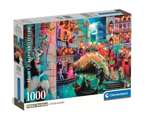 Carnaval pe străzile orașului cu un puzzle poster HQC de 1000 de piese - Clementoni