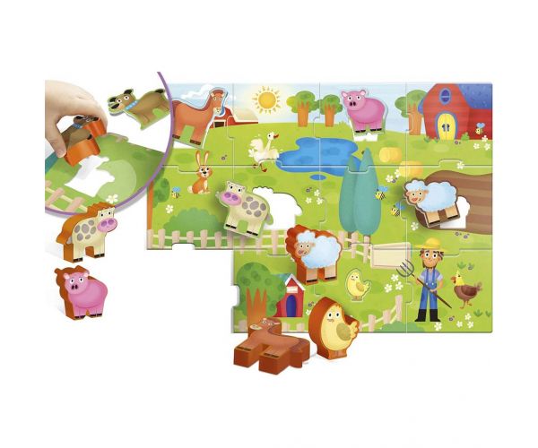 Carotina baby: Puzzle de fermă și joc de potrivire a formelor - Lisciani