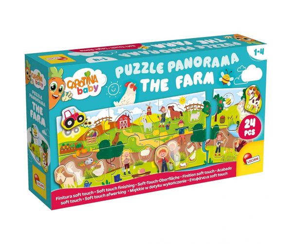 Carotina baby: Puzzle panoramic pentru bebeluși, 24 piese - Ferma - Lisciani