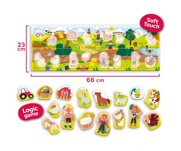 Carotina baby: Puzzle panoramic pentru bebeluși, 24 piese - Ferma - Lisciani