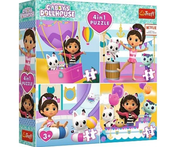 Casa de păpuși Gabi 4 în 1 puzzle de 12-9-6-4 piese - Trefl