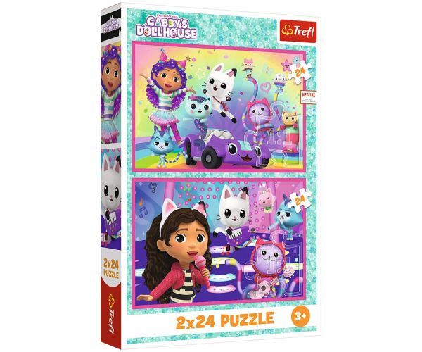 Casă de păpuși Gabi joc cu Gabi puzzle 2x24 piese - Trefl