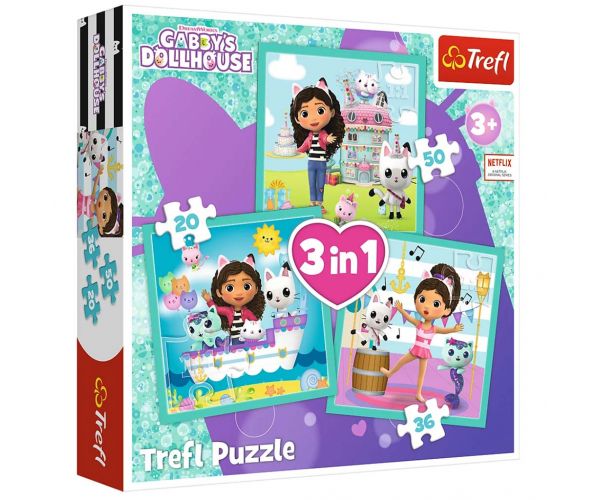 Casa de păpuși a Gabi: Activități 3 în 1 puzzle - Trefl