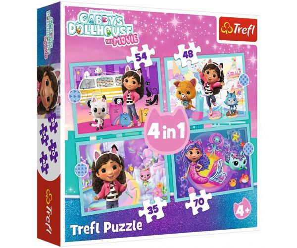 Casa de păpuși a lui Gabi 4 în 1 puzzle de 35-48-54-70 piese - Trefl