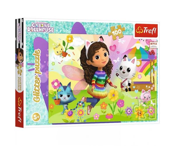 Casa de păpuși a lui Gabi Aventură strălucitoare puzzle cu sclipici de 100 de piese – Trefl