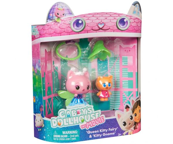 Casa de păpuși a lui Gabi Cinema: Pachet de 2 figurine Grădina de Cristal – Regina Kitty Fairy și Kitty Gnome – Spin Master