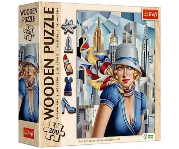 Catherine Abel: Vară în oraș puzzle din lemn de 200 de piese - Trefl