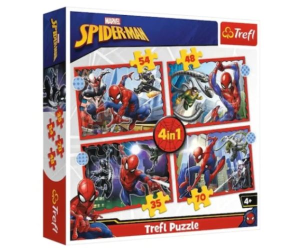 Eroul Spiderman 4 in 1 de 70-54-48-35 bucăți puzzle - Trefl