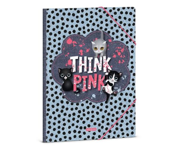 Ars Una: Think Pink Cat mapă cu elastic A4