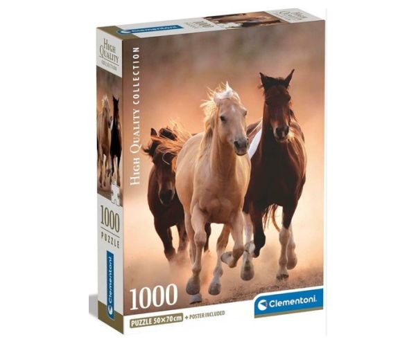 Cai alergând HQC 1000 bucăți puzzle cu poster - Clementoni