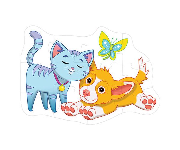 Kutya és cica óriás padló puzzle 12db-os