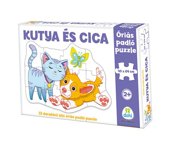 Câine și pisică puzzle uriaș de podea 12 bucăți