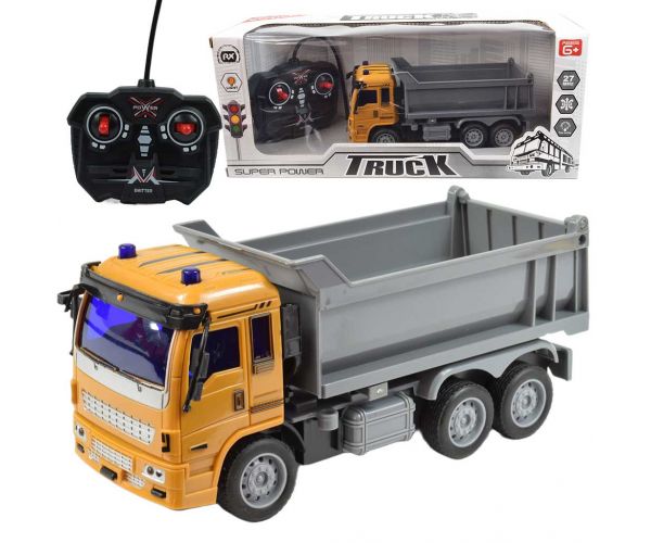 Camion de construcție cu telecomandă RC cu efecte de lumină 27MHz 20cm în diverse versiuni 1bucată
