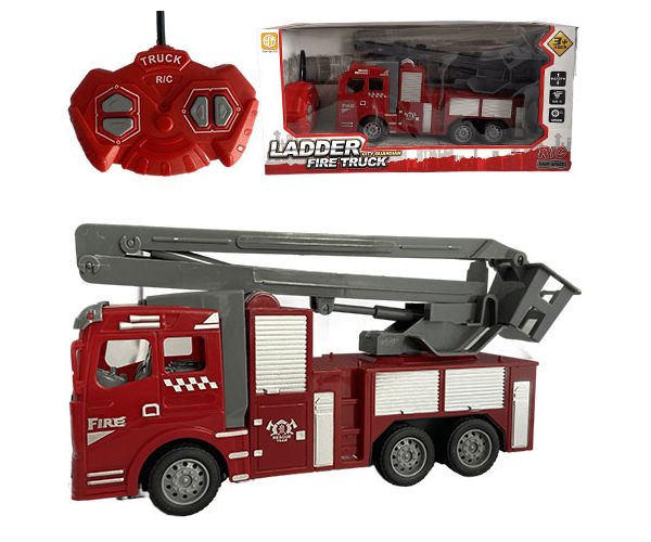 Camion de pompieri cu telecomandă RC cu coș de ridicare la scară 1/30 22cm