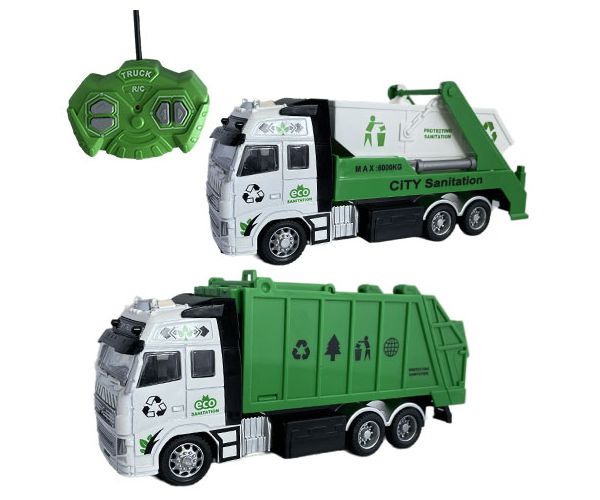 Camion de transport deșeuri sau container cu telecomandă RC cu lumină 27MHz 1/36 20cm în două versiu