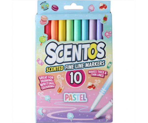 Cariocă cu miros plăcut Scentos, cu vârf subțire, culori pastel, set de 10 bucăți