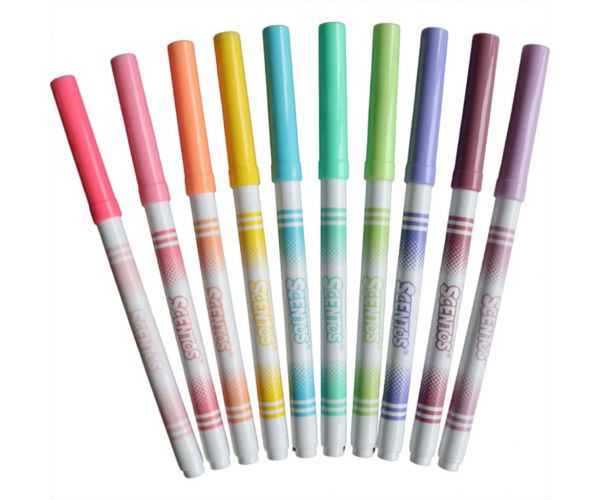 Cariocă cu miros plăcut Scentos, cu vârf subțire, culori pastel, set de 10 bucăți