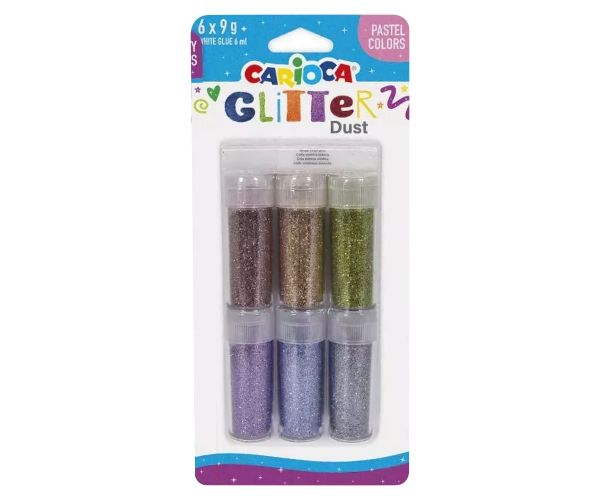 Carioca: Glitter Dust 6 bucăți set praf de sclipici în tub - Culori de pastel