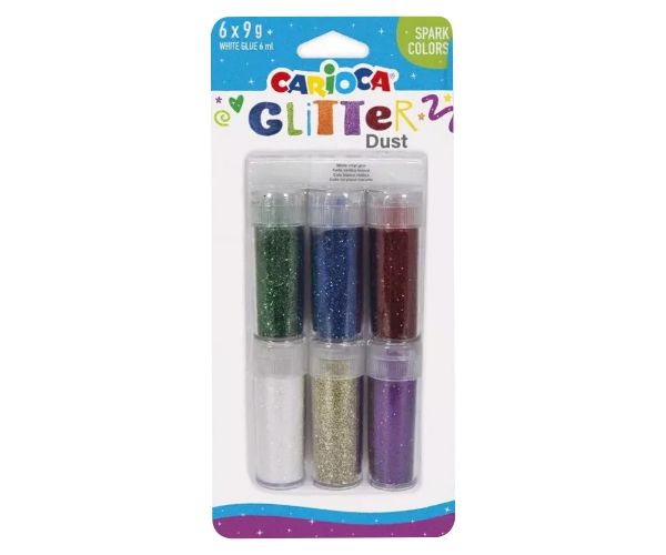 Carioca: Glitter Dust 6 bucăți set praf de sclipici în tub - Culori deschise