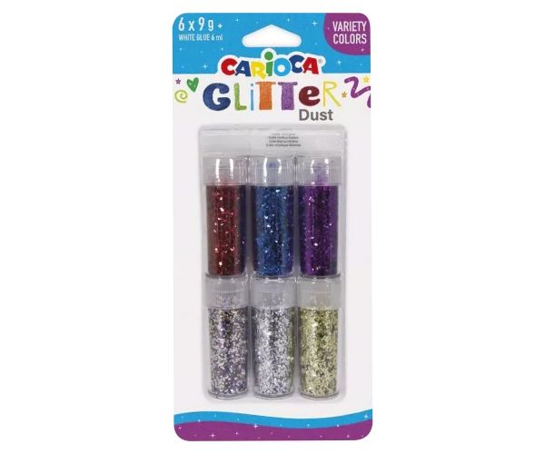 Carioca: Glitter Dust 6 bucăți set praf de sclipici în tub - Variație de culori
