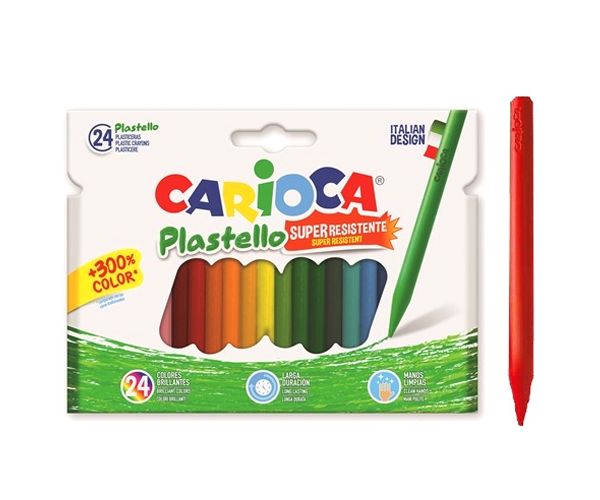 Carioca: Plastello set cretă cerată cu culori rezistente 24 bucăţi