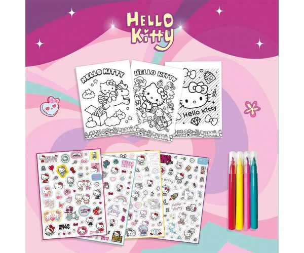 Carte de colorat Hello Kitty cu autocolante - Lisciani