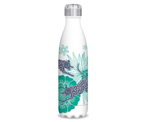 Catalina Estrada leopard sticlă metal cu pereți dubli culoare albă 500ml