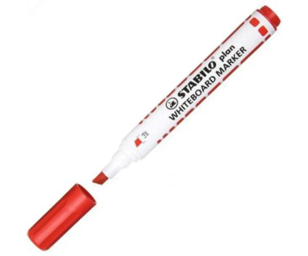Stabilo: Plan WhiteBoard marker vârf tăiat culoarea roșie