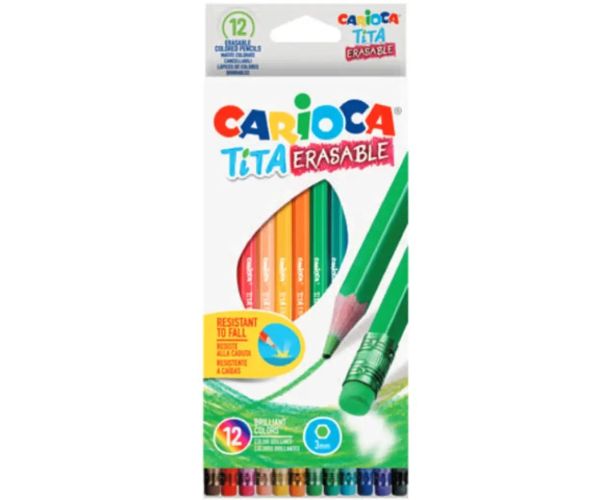 Carioca: Tita antirupere set creioane colorate cu radieră 12 bucăţi