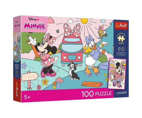 Disney Minnie Mouse Aventură Roz 100buc. UFT puzzle cu poster - Trefl