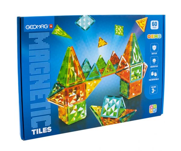 Geomag Magnetic Tiles Gems 60 de piese joc de construcție magnetic