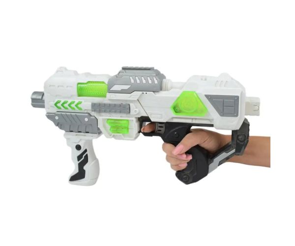 Space Series: Armă de spațiu alb cu suport, lumină și sunet 40cm