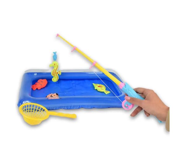 Jucărie de pescuit cu piscină gonflabilă și undiță telescopică
