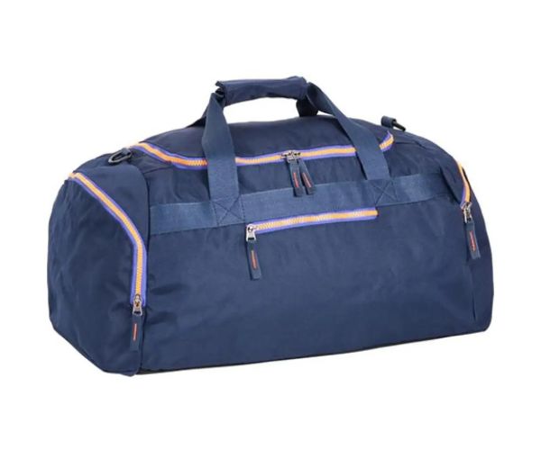 Spirit: Albastru indigo geantă de sport cu fermoar verde neon 55x31x41cm