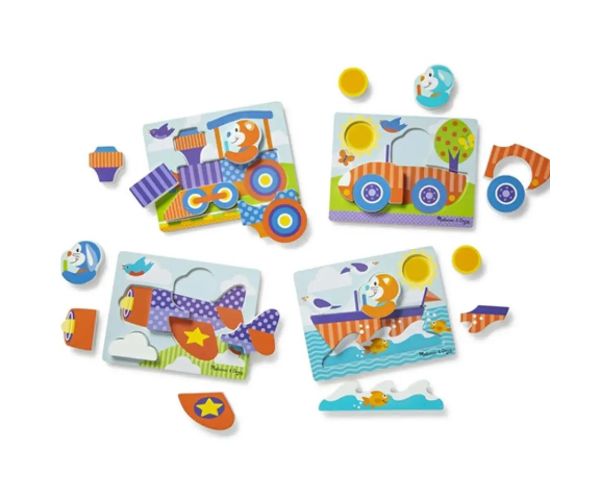 Vehicule lemn puzzle uriaș - Melissa & Doug