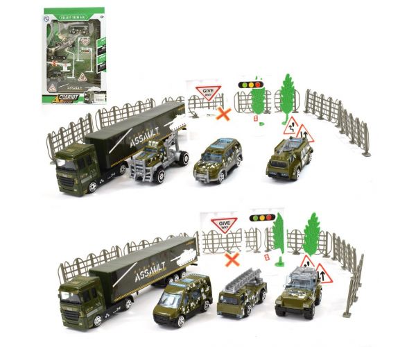 Chariot Die-Cast: Set vehicul militar metalic cu accesorii în două versiuni