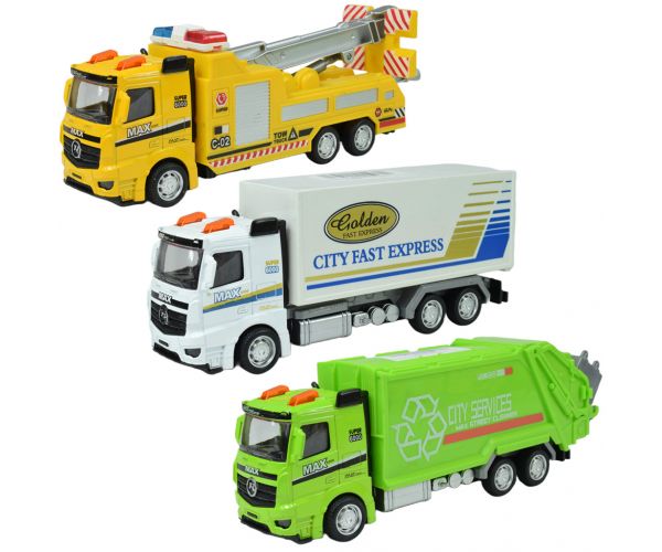 City Cars: Városi lendkerekes teherautó többféle változatban 19cm 1db