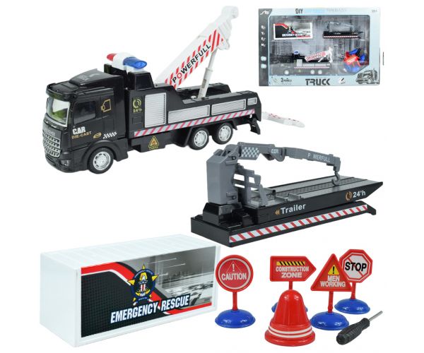 City Truck: Átalakítható lendkerekes mentőcsapat teherautó jelzőtáblákkal 19cm